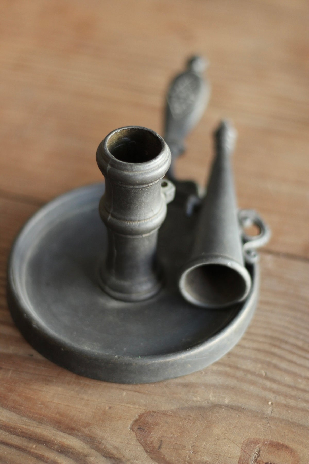 Antique Brass candle holder and snuffer