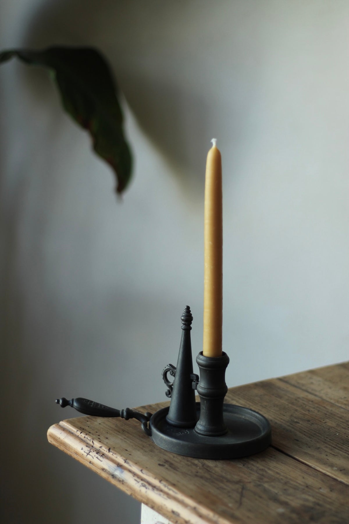 Antique Brass candle holder and snuffer